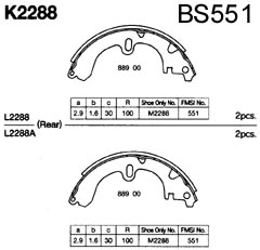 K2288,MK K K 2288 Brake Shoe Set for 