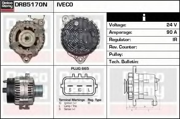 DRB5170N,DELCO REMY DRB5170N Alternator for IVECO