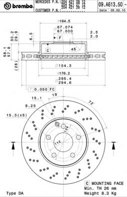 2044210912,MERCE 204 421 09 12 Brake Disc for MERCE