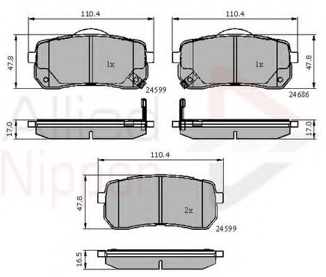 583024HA50,HYUNDAI 58302-4HA50 Brake Pad Set, disc brake for HYUNDAI