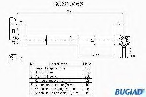 8ag1626 Mazda 8ag1626 Gas Spring Boot Cargo Area For Mazda