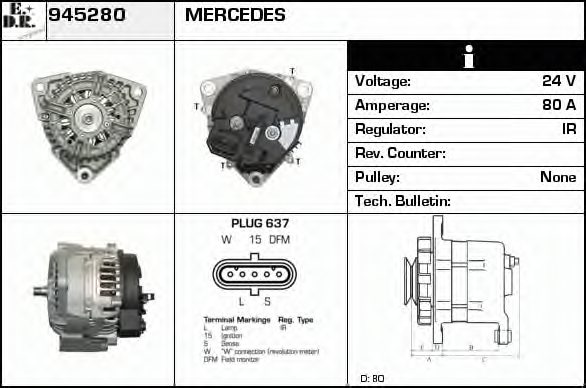 0986048100 BOSCH 0986048100 Alternator for BOSCH