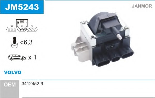 34124529,VOLVO 3412452-9 Ignition Coil for VOLVO