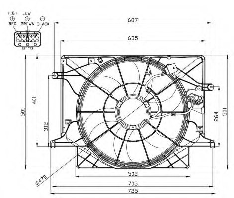 253802M210,HYUNDAI 253802M210 Fan, radiator for HYUNDAI