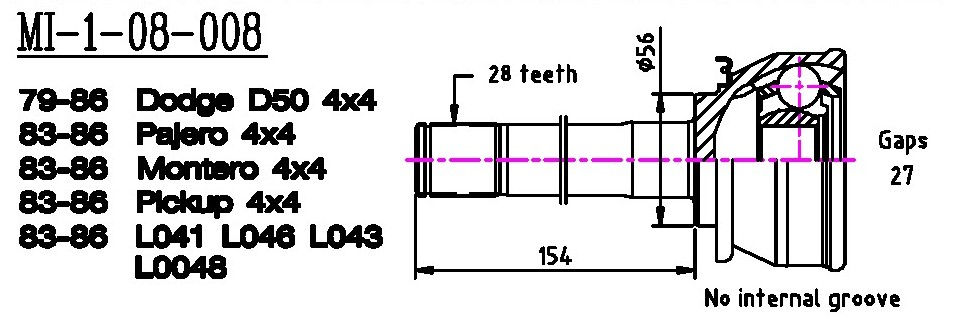  MI108008 Joint Kit, drive shaft