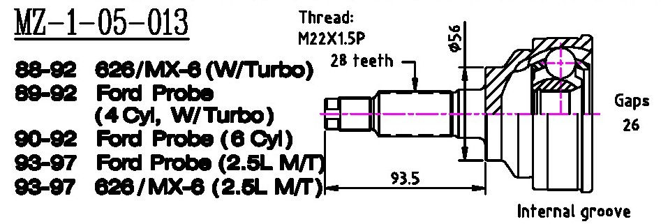  MZ105013 Joint Kit, drive shaft