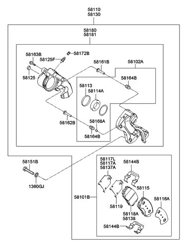 OE 581103K000 Brake Caliper
