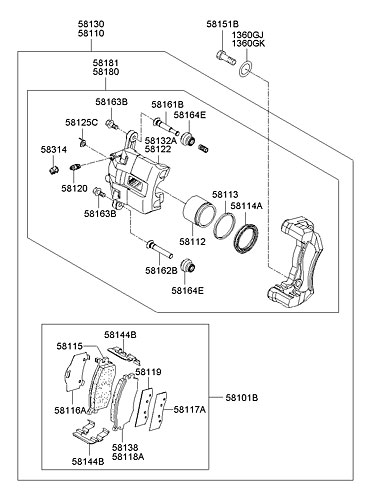 OE 5811025100 Brake Caliper